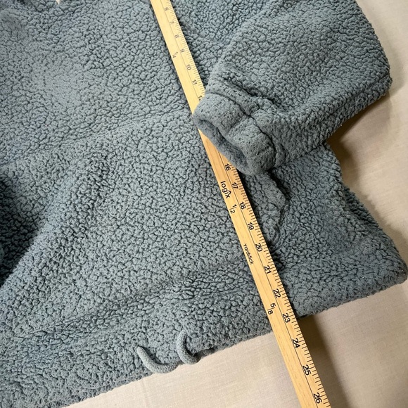 American Eagle Sweater Womens Size Small Blue Sherpa Fleece Hoodie Pullover - Picture 5 of 6